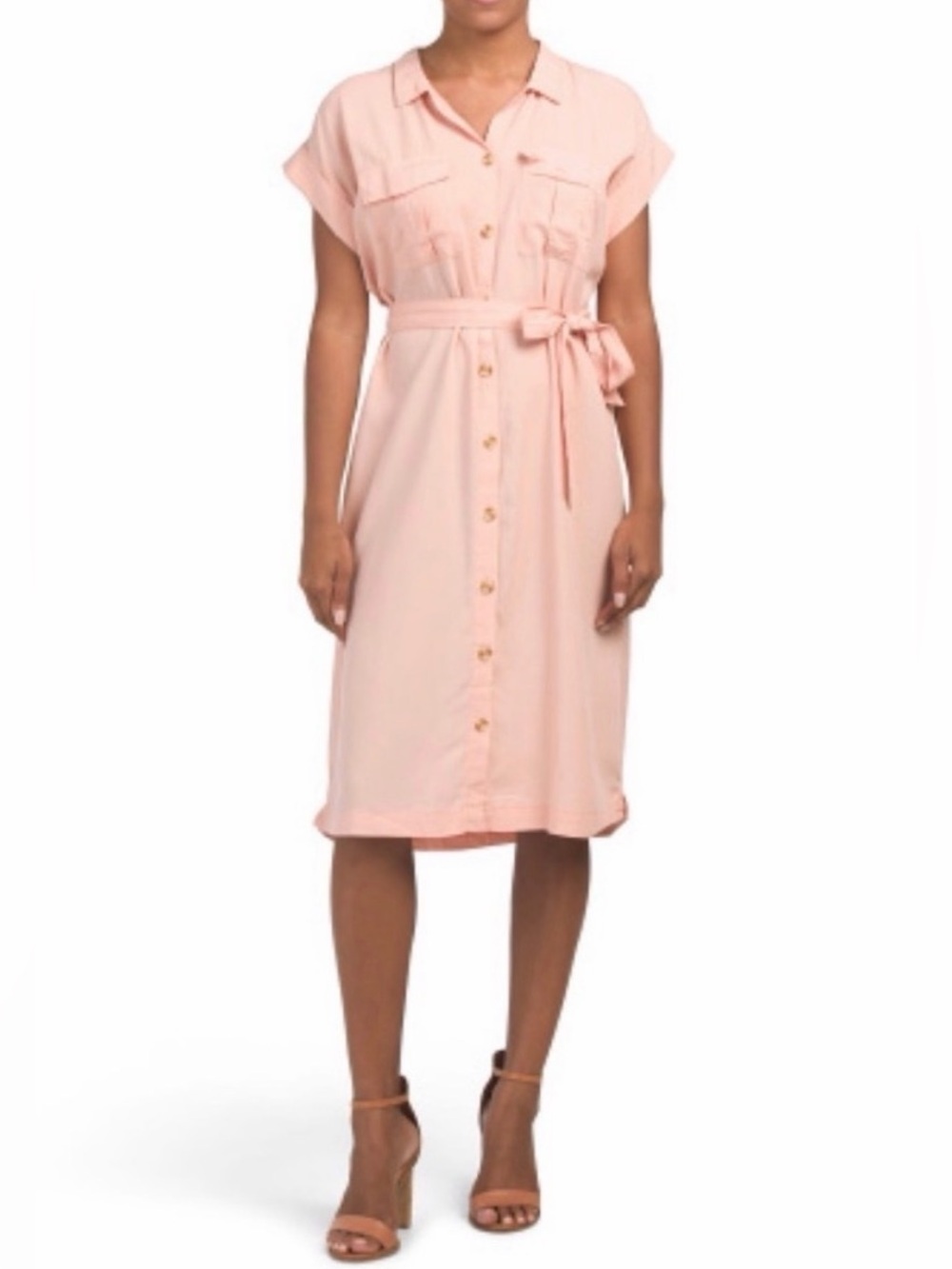 Thread & Supply NWT Lyocell Utility Shirt Dress Belted Pink Midi Small